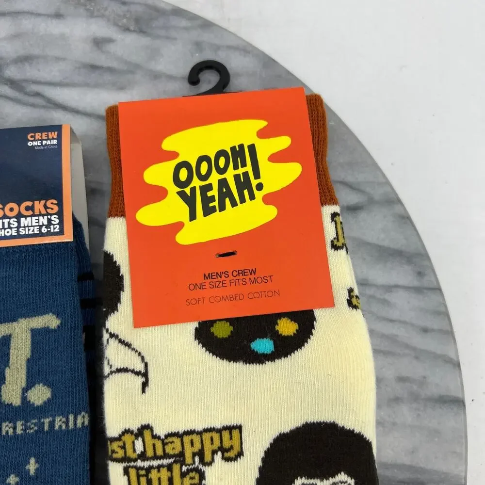 Spiderman, E.T. Movie, Bob Ross Crew Socks Men OSFM One Size Fits Most 3 Pairs